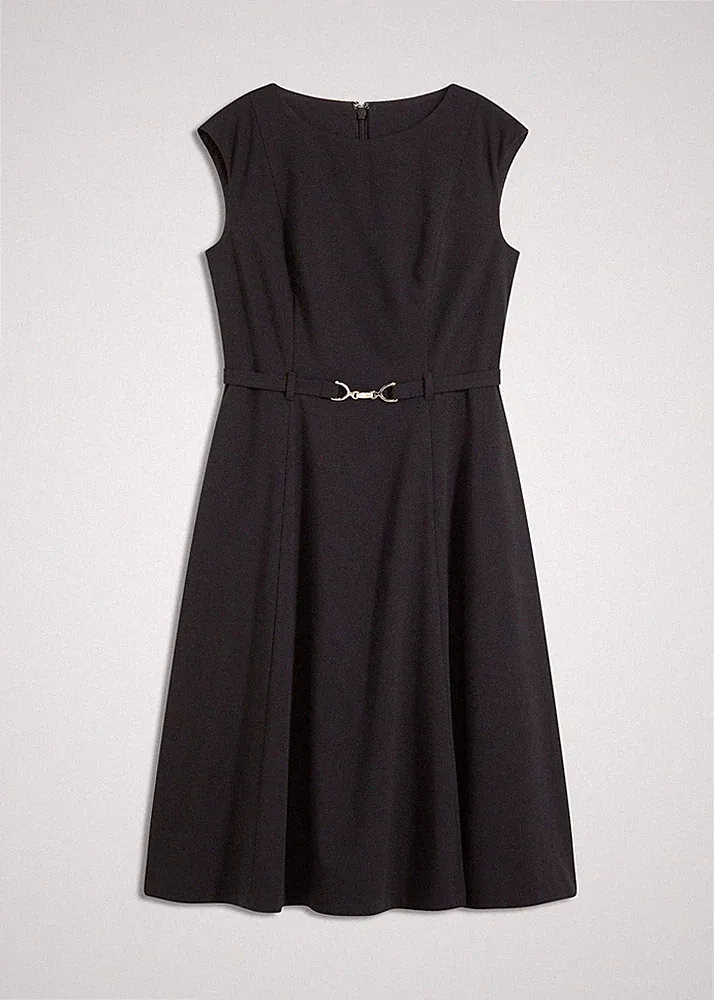 2-tlg elegantes Kleid mit Gürtel Gr. 40 Schwarz Damen Partykleid Etuikleid Neu*