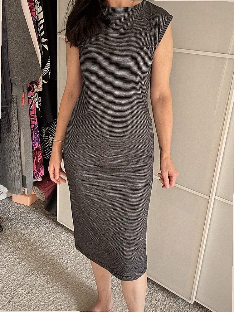 24Colours Etuikleid Jersey S / 36 Schwarz/Weiss gestreift mit Rückenausschnitt