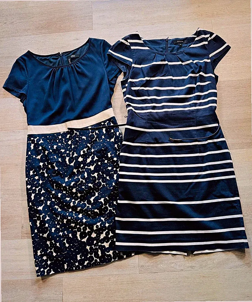 2x Damenkleid 36/38 S.Oliver Comma Set Blau Weiß gestreift