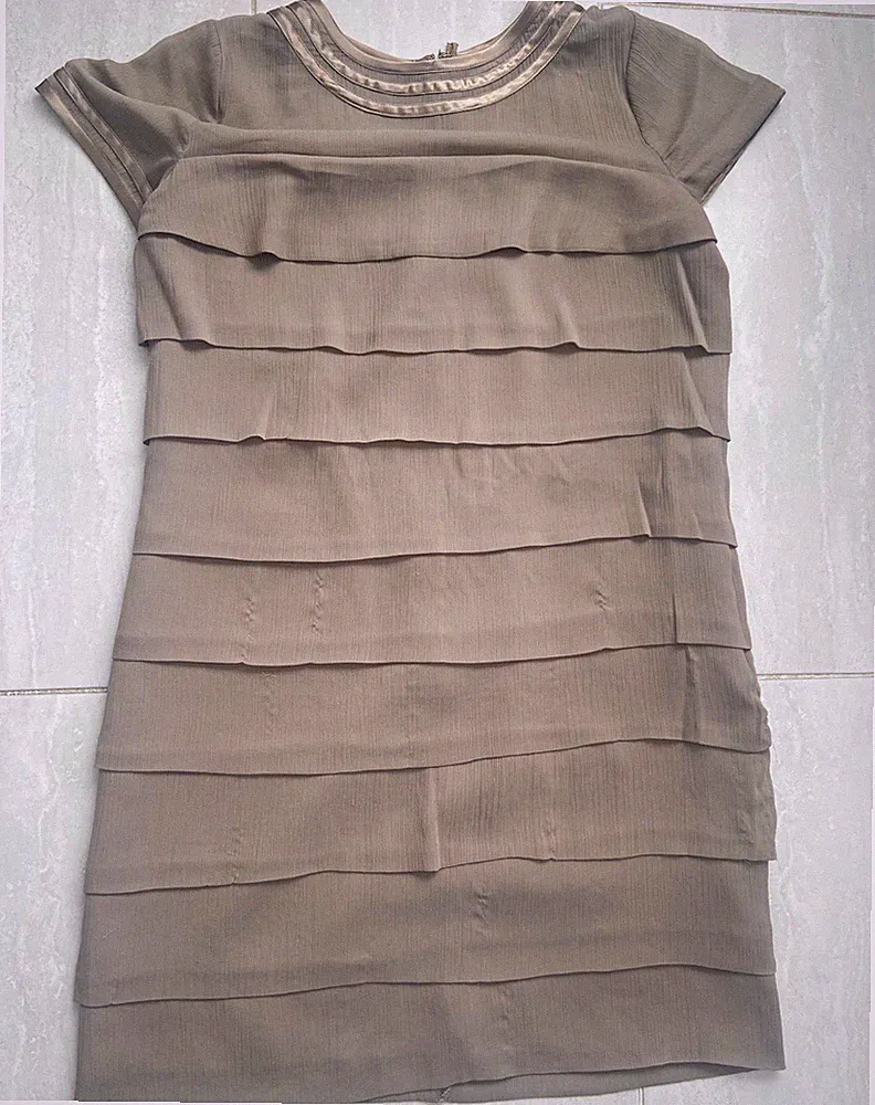 3 Suisses Collection Premium Damen Etuikleid Taupe Kurzarm RV Gr. 46