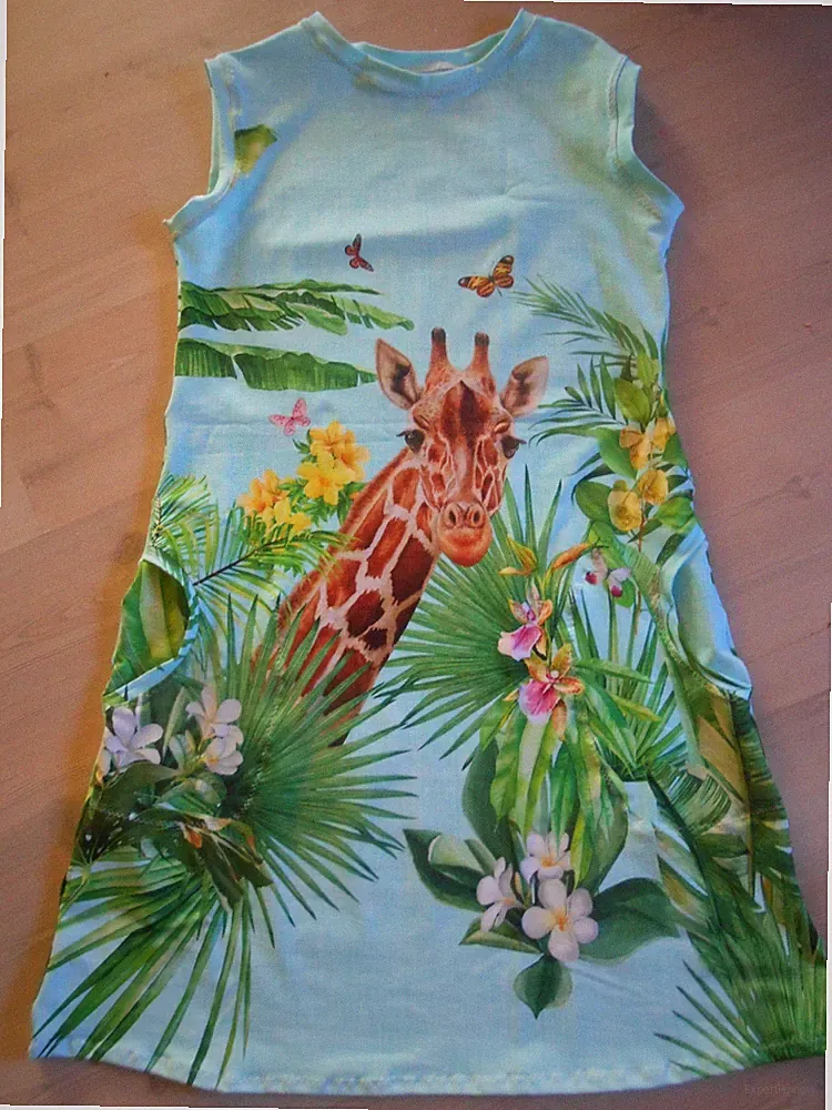 A Linie Jersey Kleid Gr. 38/40 Übergangskleid Unikat Urlaub Freizeit