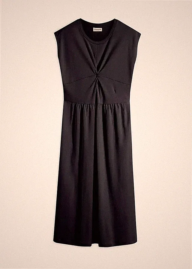 A-Linien-Kleid aus Jersey m Twist-Detail Gr. 36/38 Schwarz Damen Sommerkleid Neu