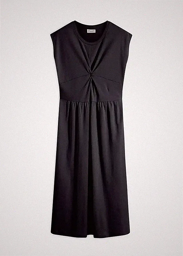 A-Linien-Kleid aus Jersey m Twist-Detail Gr. 40/42 Schwarz Damen Sommerkleid Neu