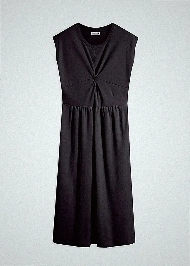 A-Linien-Kleid aus Jersey m Twist-Detail Gr. 48/50 Schwarz Damen Sommerkleid Neu