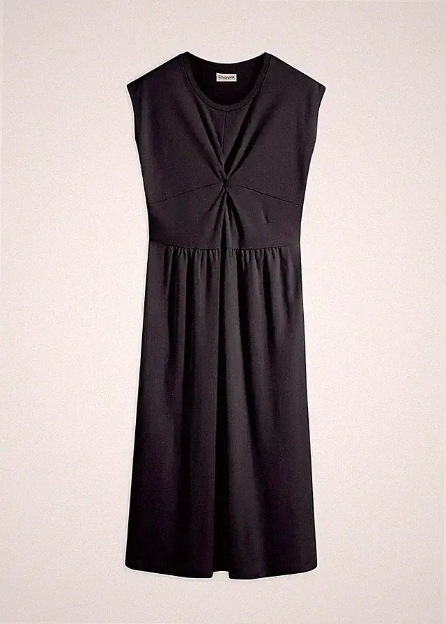 A-Linien-Kleid aus Jersey Twist-Detail Gr. 44/46 Schwarz Midi Sommerkleid Neu*