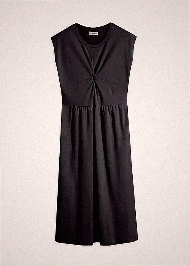 A-Linien-Kleid aus Jersey Twist-Detail Gr. 44/46 Schwarz Midi Sommerkleid Neu*