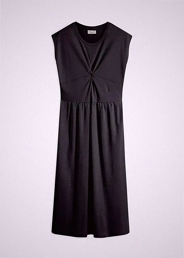 A-Linien-Kleid aus Jersey Twist-Detail Gr. 48/50 Schwarz Sommerkleid R-Ware Neu