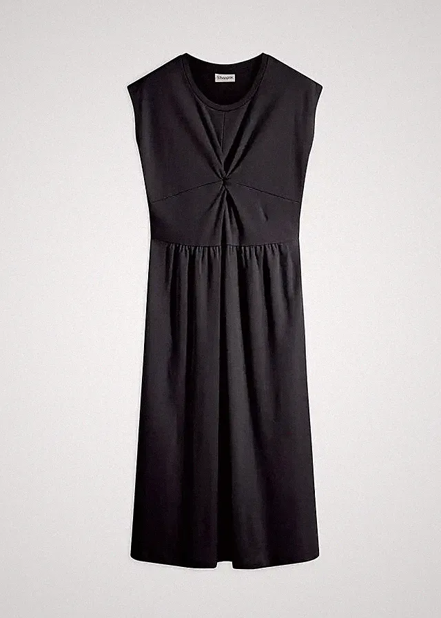 A-Linien-Kleid aus Jersey Twist-Detail Gr. 48/50 Schwarz Sommerkleid R-Ware Neu