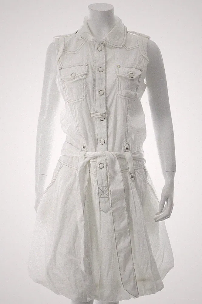 A-Linien Kleid Damen Kleid Gr. DE 36 weiß Metallic-Optik