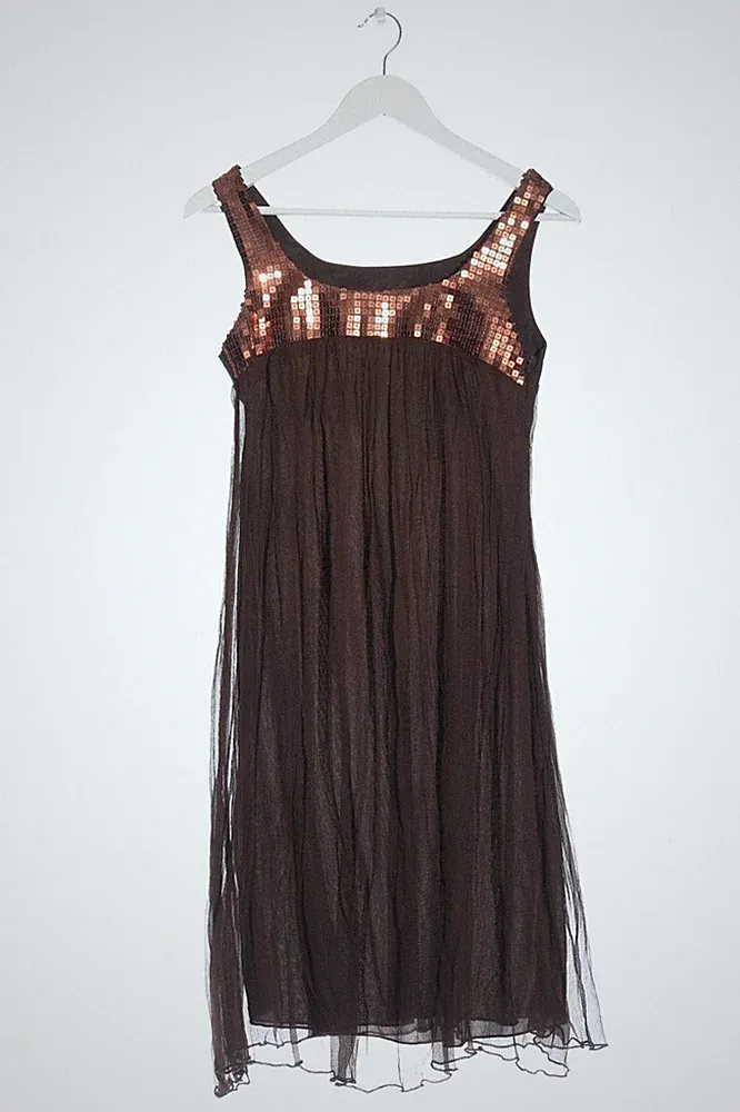 A-Linien Kleid Damen Kleid Gr. DE 38 braun Casual-Look