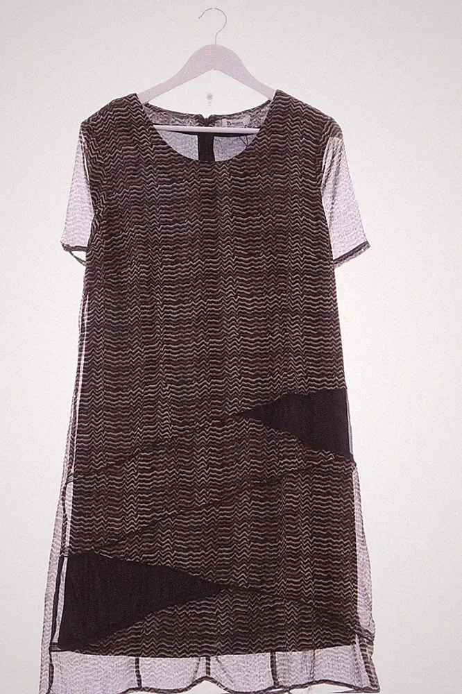 A-Linien Kleid Damen Kleid Gr. DE 40 braun-pink Casual-Look