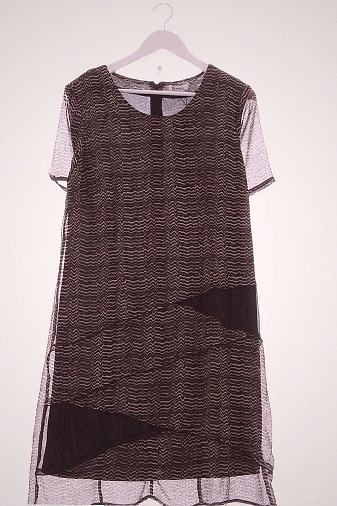 A-Linien Kleid Damen Kleid Gr. DE 40 braun-pink Casual-Look