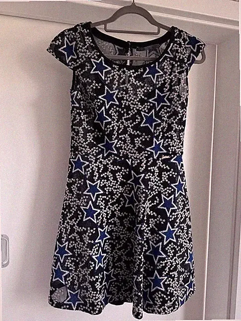 A-Linien Kleid Mesh/Wabendesign Guess Gr. S Sterne - neuwertig