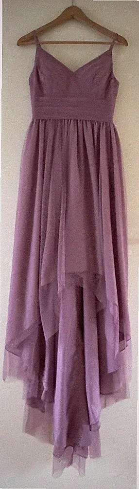 A-LINIEN-KLEID V-AUSSCHNITT, TÜLL, BRAUTJUNGFERNKLEID, FARBE: BLAUREGEN NP 153.