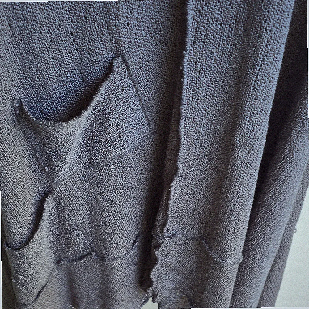 ABBAS STRICKKLEID A-LINIE ASYMMETRISCH ÄRMELLOS GRAU MIT TASCHEN 2XL