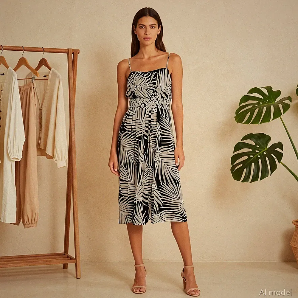 Abend Resort Midi Kleid Schwarz Weiß Blumen Seide A-Linie Taschen Monsoon Gr. 42