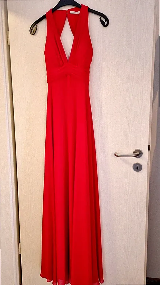 Abendkleid Ballkleid Hochzeitsgast Sexy rückenfrei Rot 34 V- Ausschnitt