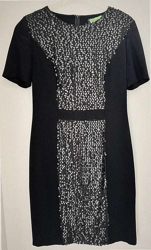 ABENDKLEID COCKTAILKLEID ETUIKLEID MIT PAILETTEN SCHWARZ GR. 44 WIE NEU!