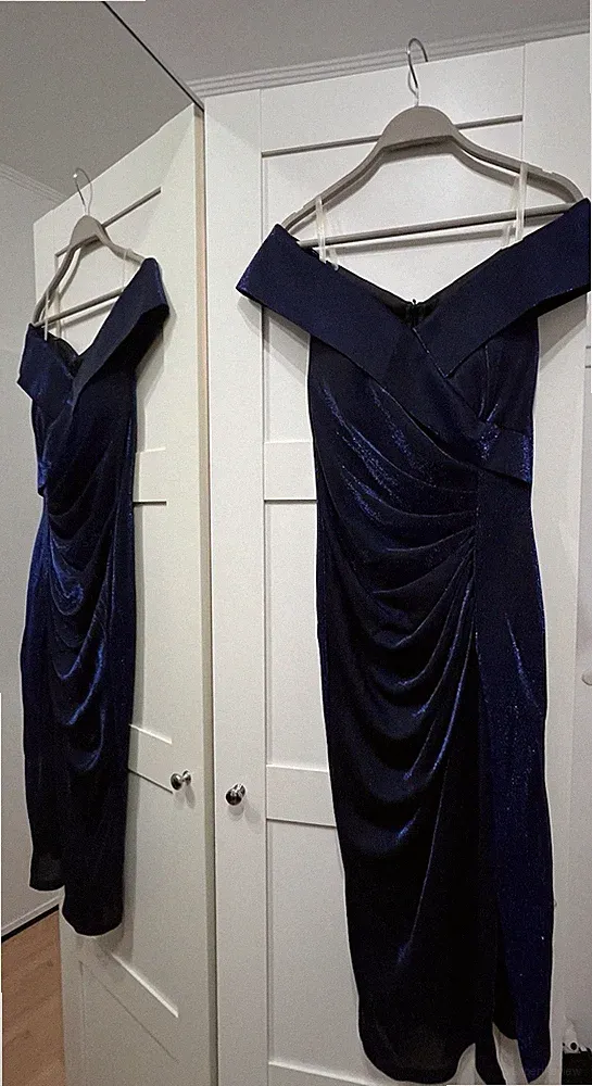 Abendkleid Cocktailkleid Kurz Gr.36 Dunkelblau Glitzer NEU ungetragen