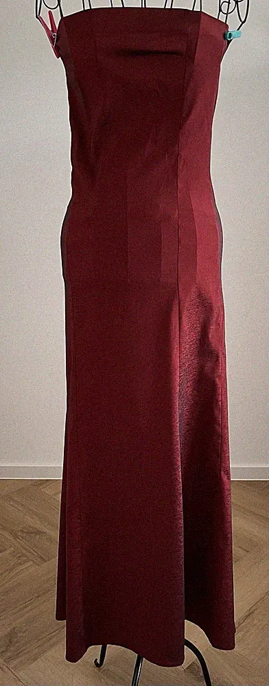 Abendkleid Lang Bordeaux Rot Schimmer Kleid Hochzeitsgast Party Gr. 36
