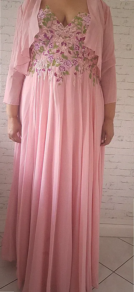 Abendkleid Rosa Hochzeitgast, Abschluss, Oberteil besticktes, Gr. 50/52