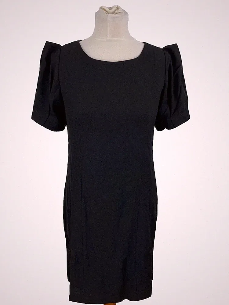 Abendkleid Sommerkleid Etui Damen Schwarz Elegant Kurzarm Polyester
