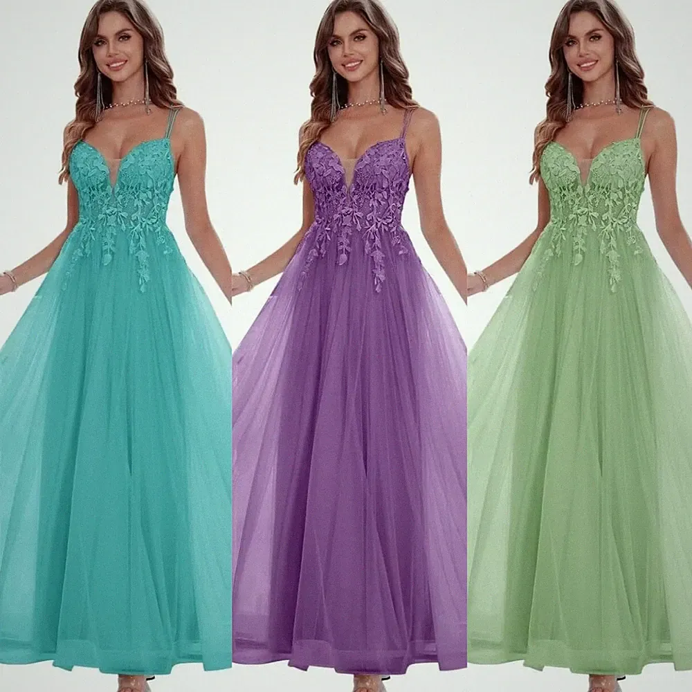 Abendkleider Ballkleid V-Ausschnitt A-Linie Brautkleid Party Cocktail Kleider