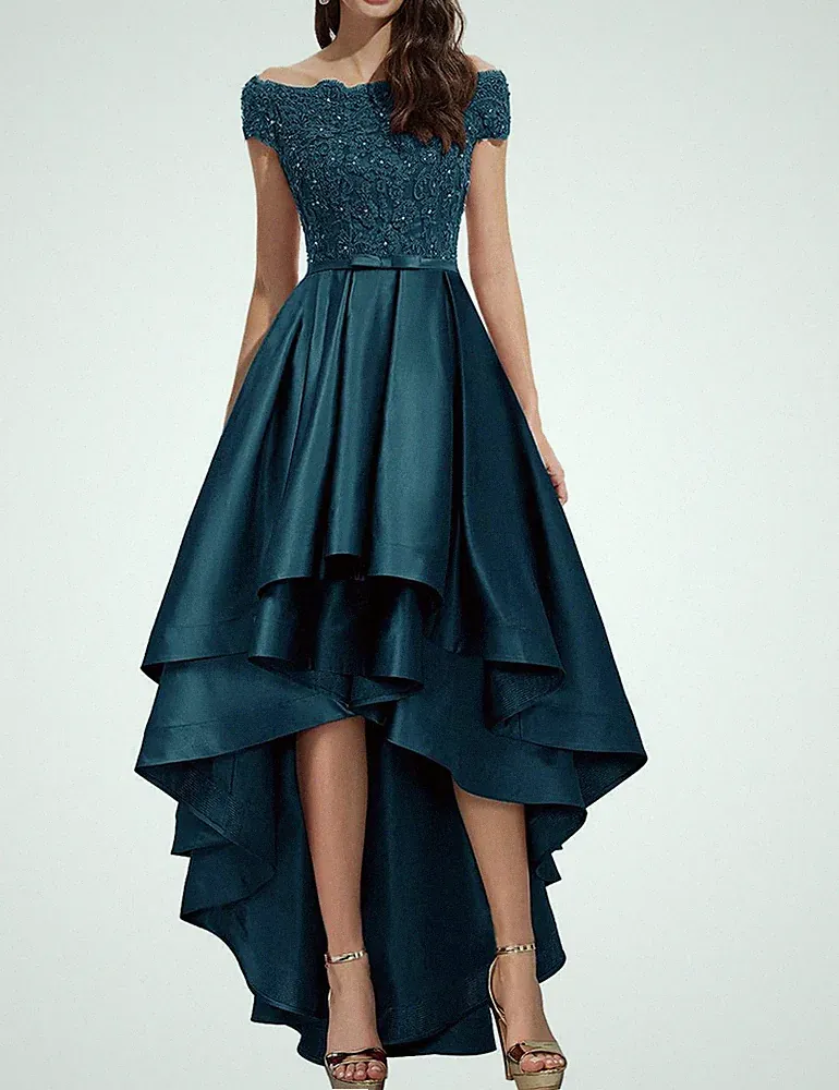 Abendkleider Satin Ballkleid Formales Abendkleid Ärmellos Hochzeitsgast Kleid