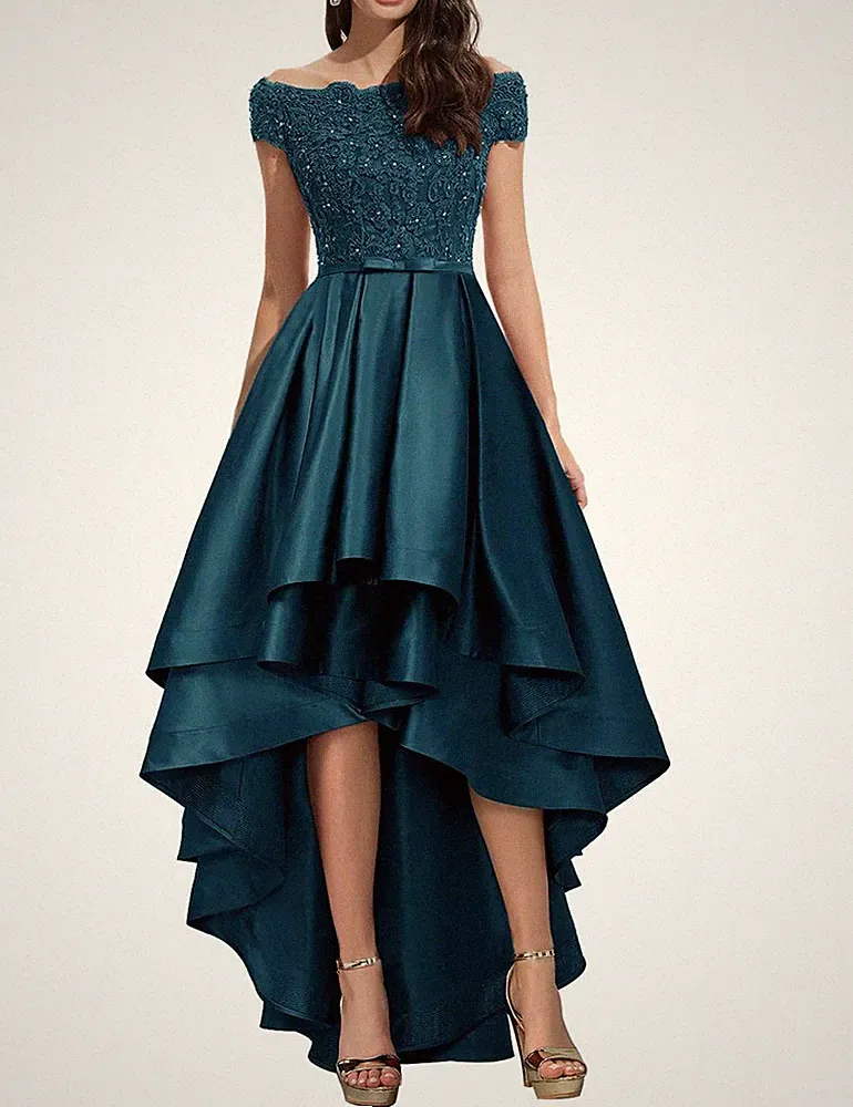 Abendkleider Satin Ballkleid Formales Partykleid Ärmellos Hochzeitsgast Kleid