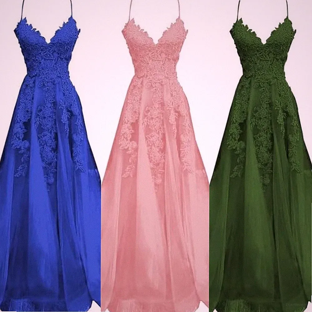 Abiballkleider Ballkleid Lang A-Linie Abendkleider V-Ausschnitt Abschlusskleid