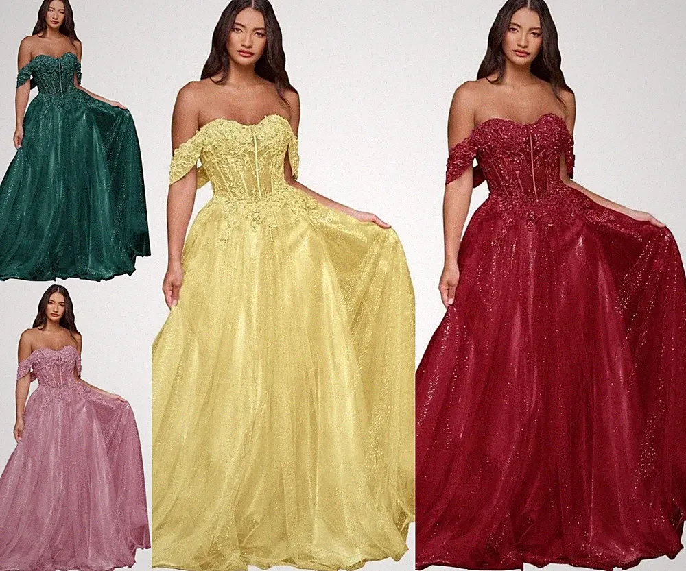 Abschlussballkleid Lang Tüll A‑Linie Prinzessin Glitzer Hochzeits‑Abendkleid