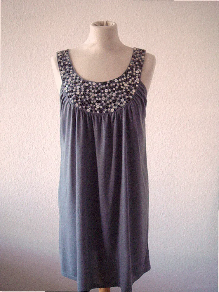 ACCESSORIZE Kleid Tunika A-Linie Pailletten Grau 55% Vi, 45% PES Gr.M (38-40)