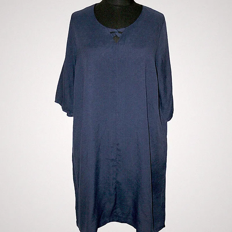 ADIA FASHION Kleid blau knielang 46 48 (M) Halbarm