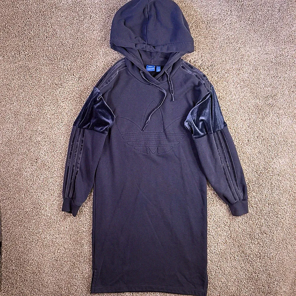 Adidas Hoodie Sweatshirt Kleid Damen Uk 10 dunkelblau Midi sportlich sportlich