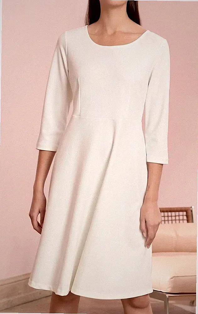 ALBA MODA DAMEN KLEID BUSINESS BRAUTKLEID STANDESAMT KURZ ELEGANT WEIß Gr.44 NEU