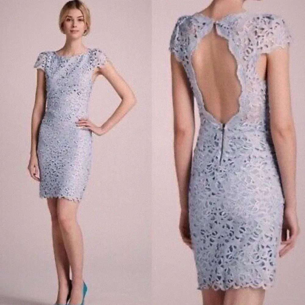 Alice + Olive blue open back lace dress size XS