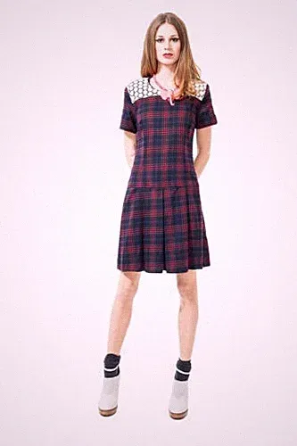 ALICE'S PIG Damen Rotes Karomuster Caley's Häkelkleid AP0136 NWT