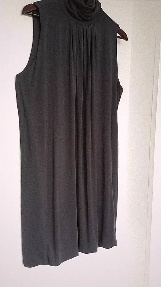 Allude Modal Jersey Rollkragen Tunika Kleid, ärmellos in grau, Größe L