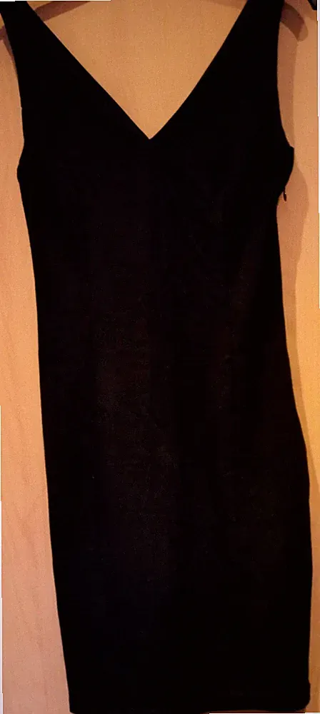 Amisu Kleid ärmellos enganliegend V-Ausschnitt schwarz Stretch Gr. 34 / 36