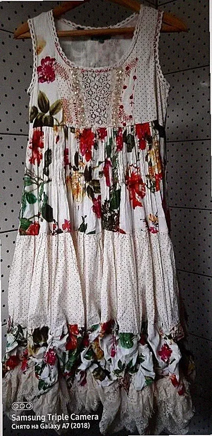 AMTICA SANTONIA by GIACOMO CIRQUE Lagenlook Puffkleid A-Linie Sommerkleid. Gr...
