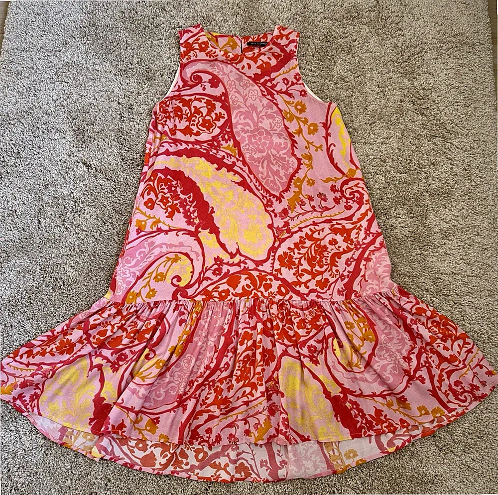 Ana Alcazar Kleid Paisley mehrfarbig ärmellos Midi A-Linie Volantsaum Gr. 36