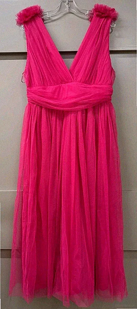 ANAYA WITH LOVE Rosa Rüschen Schulter Tüll Kleid - UK 14 / EU 42 / US 10