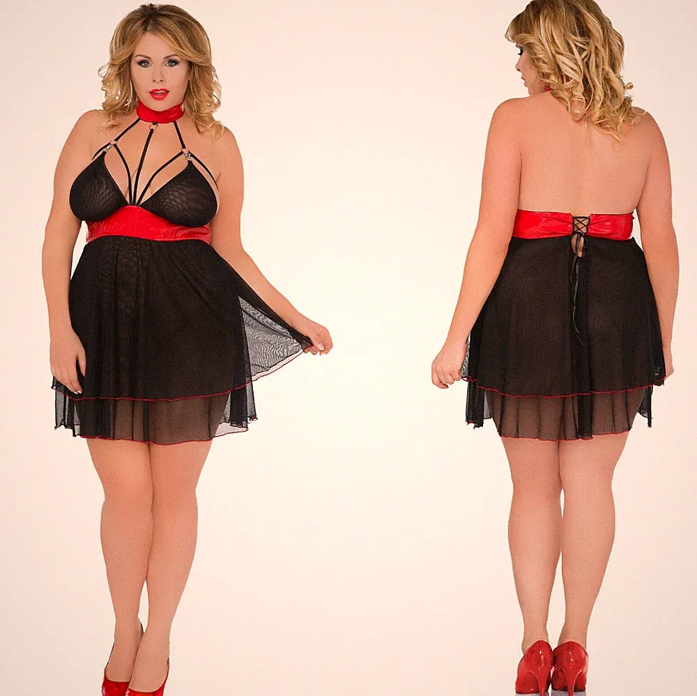 ANDALEA TÜLL WETLOOK KLEID schwarz clubwear übergröße transparent plus size