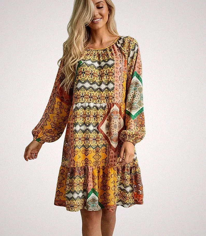 Aniston Damen Kleid schön bunt gemustert (651) weich fallend Neu