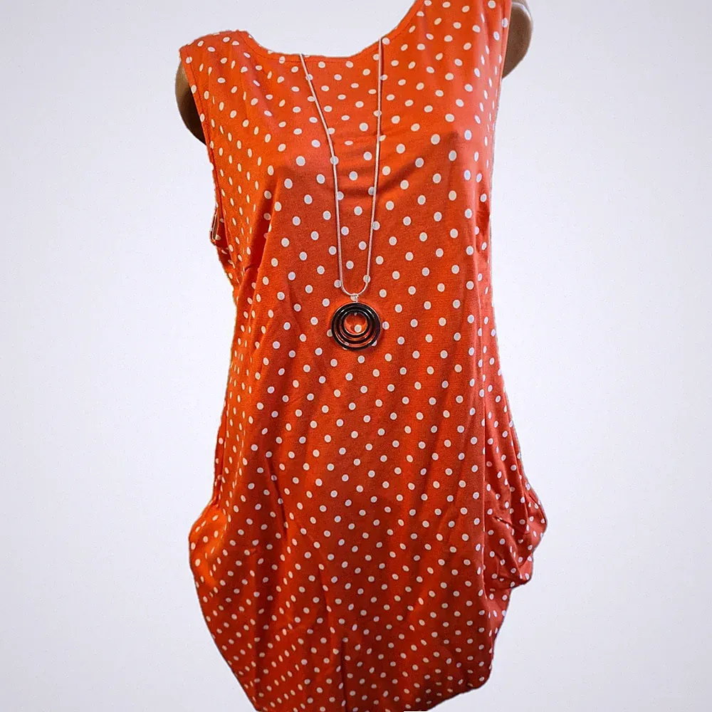 Aniston Kleid Jerseykleid Etuikleid Gr. 40 bis 46 Orange gepunktet (1149) NEU