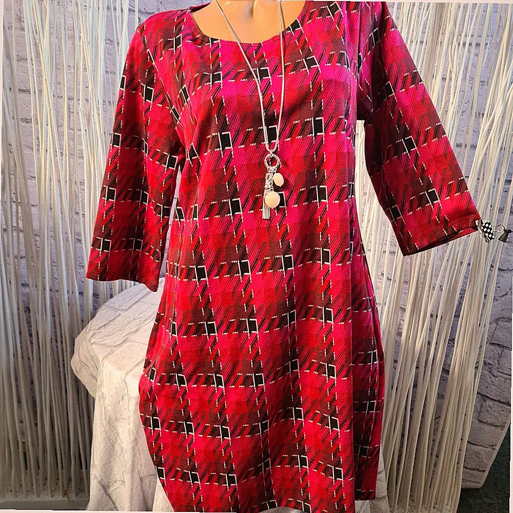 Aniston Kleid Sweatkleid Etuikleid pink kariert 36 bis 46 (1304) NEU