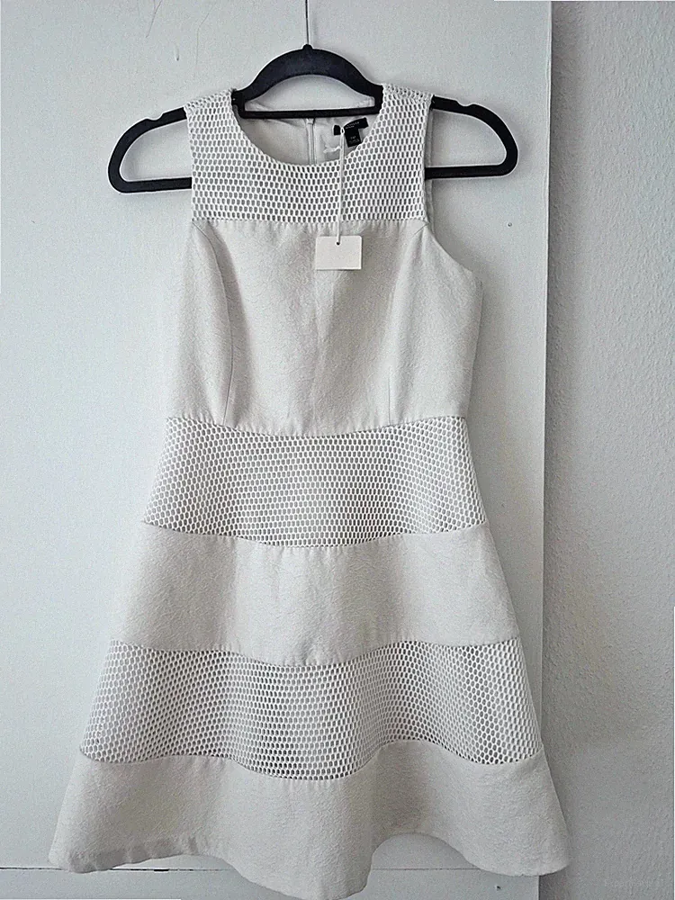 Ann Taylor Petite Kleid 2P weiss Etuikleid XS Sommer