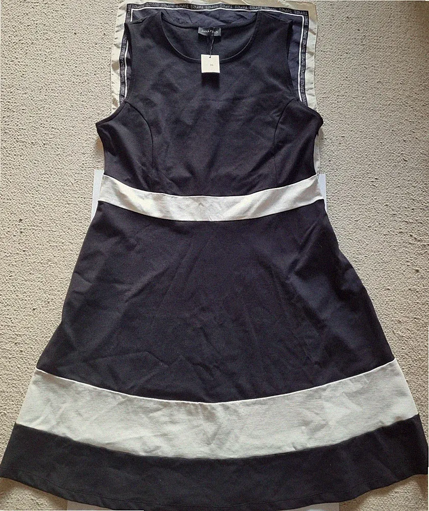 Anna Field Etui Coctail Kleid Ärmellos Gr 48 schwarz/weiß A-line tailliert