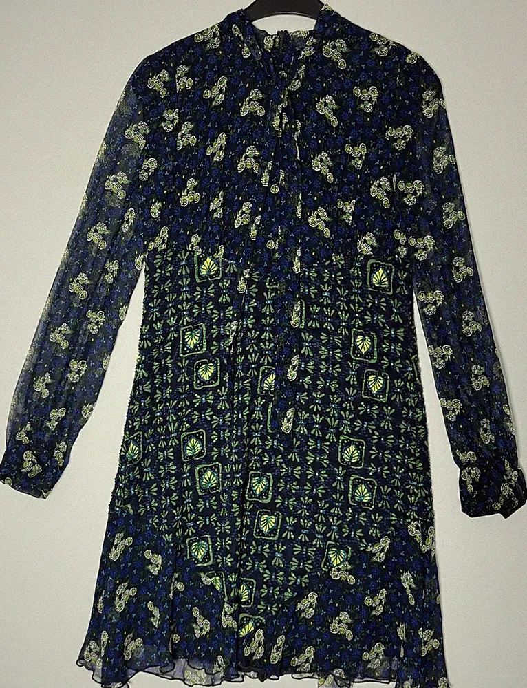 Anna Sui 100% Seide Etuikleid Kleid Gr 2 / 34- 36 6993