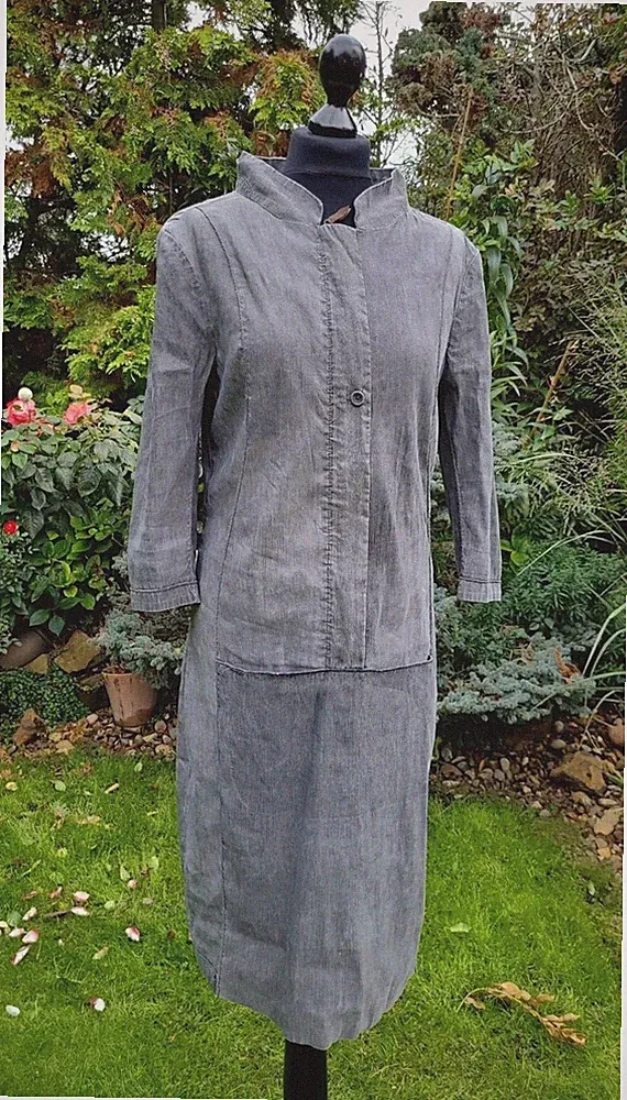 Annette Görtz * Exklusives Kleid mit hochwertigem Leinen * Anthrazit * Größe M *